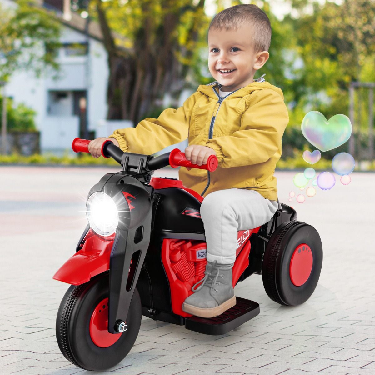 6V Electric Kids Ride-On Motorcycle with Bubble Maker