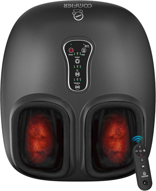 Foot Massager Machine with Heat – Shiatsu Deep Kneading & Compression Foot Warmer | Remote Control, Adjustable Intensity & Temperature Settings | Ideal Relaxation Gift for Women & Men