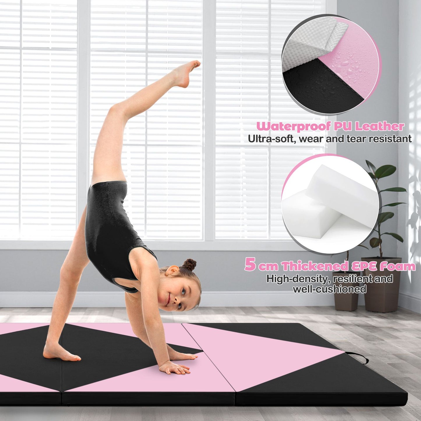 240 cm PU Leather Folding Gymnastics Mat