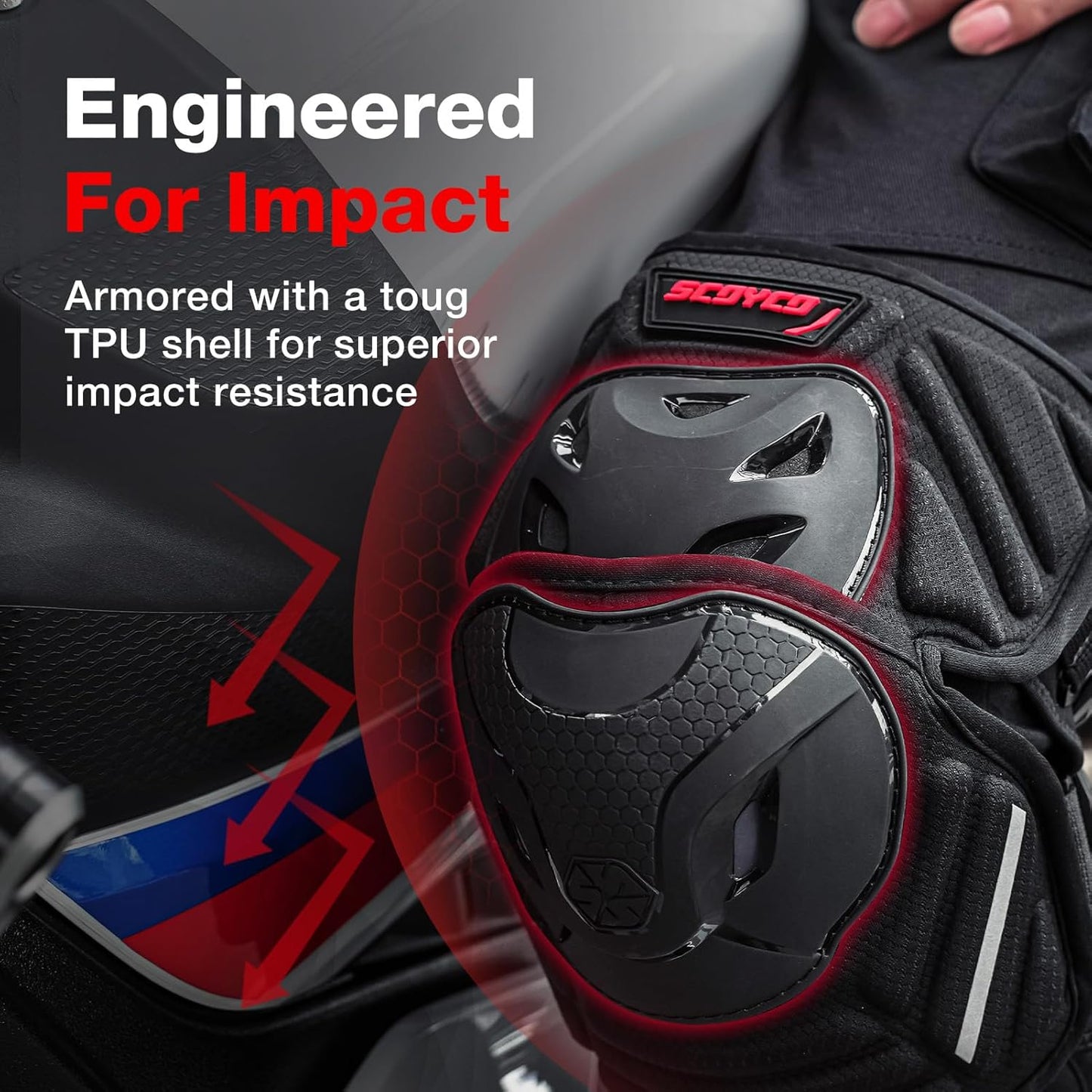 CE Level 1 Motorbike Knee Pads for Adults – Multi-Sport TPU Shell Protective Gear for Motocross, E-Bike, Skateboarding, Roller Skating, Scooter & MTB