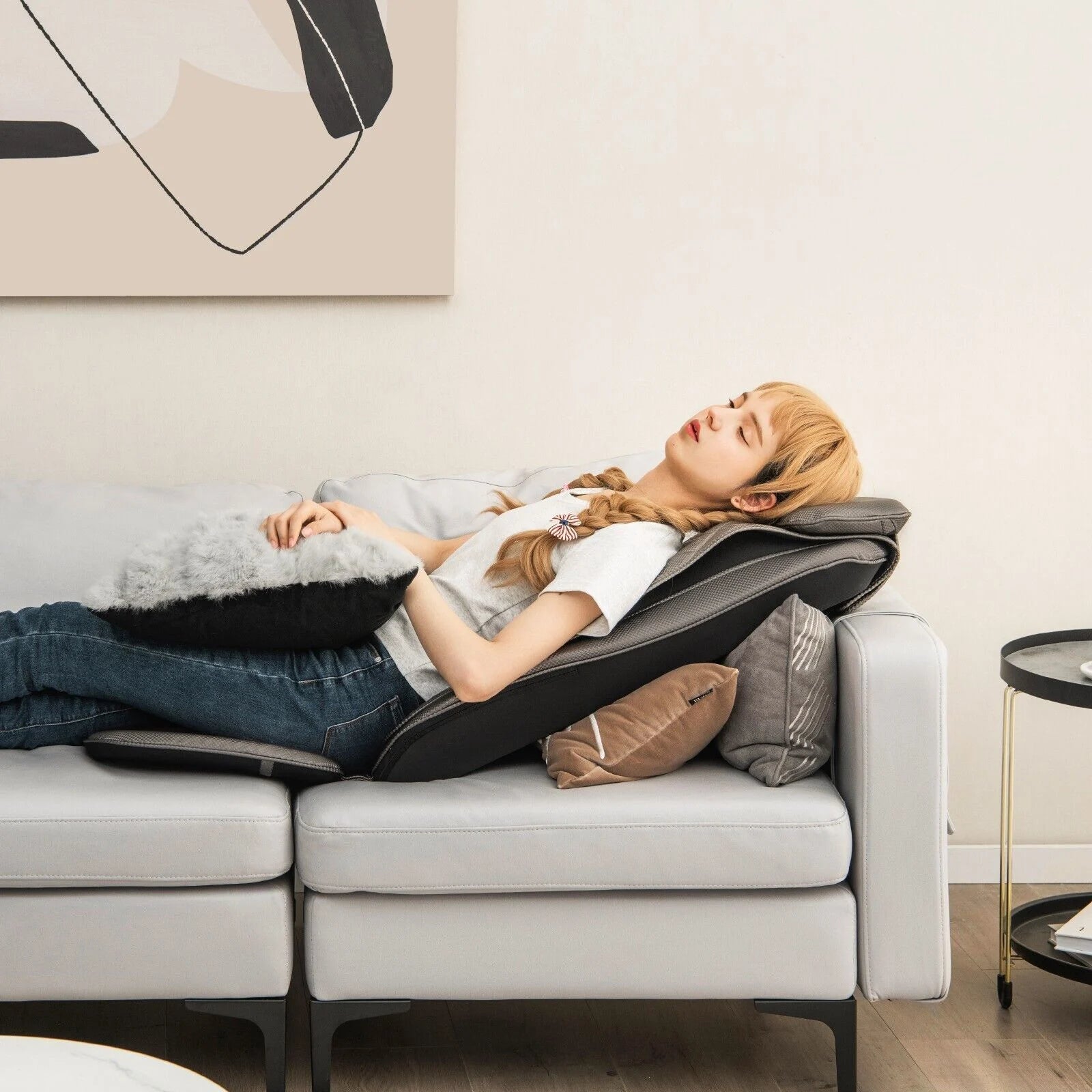 Advanced Back Massager with Heat, Vibration Therapy, and Detachable Neck Pillow