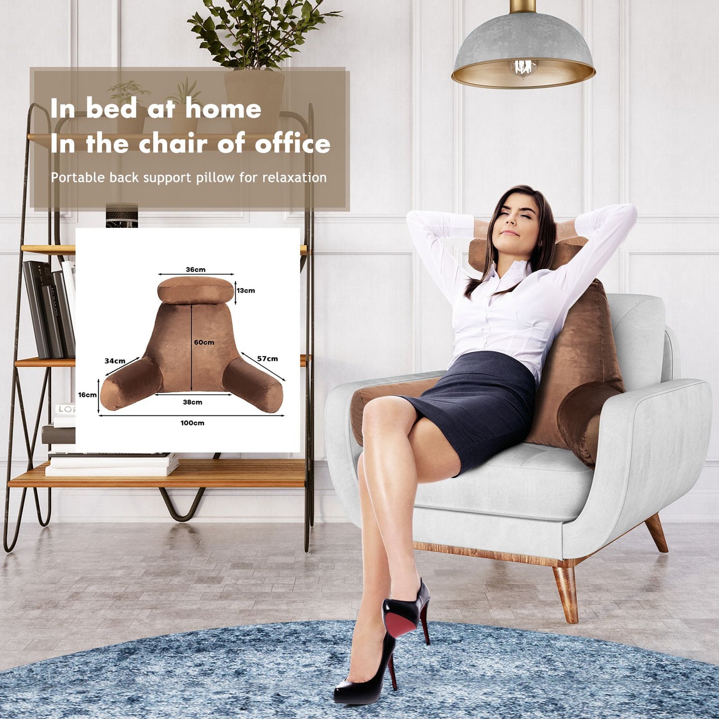 Extra Large Reading Pillow with Removable Neck Support