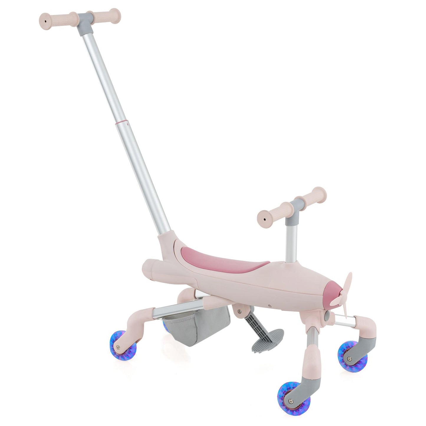 2-in-1 Kids Ride-On Push Car with LED Wheels & Adjustable Handle | Toddler Push Toy Plane for 18–60 Months