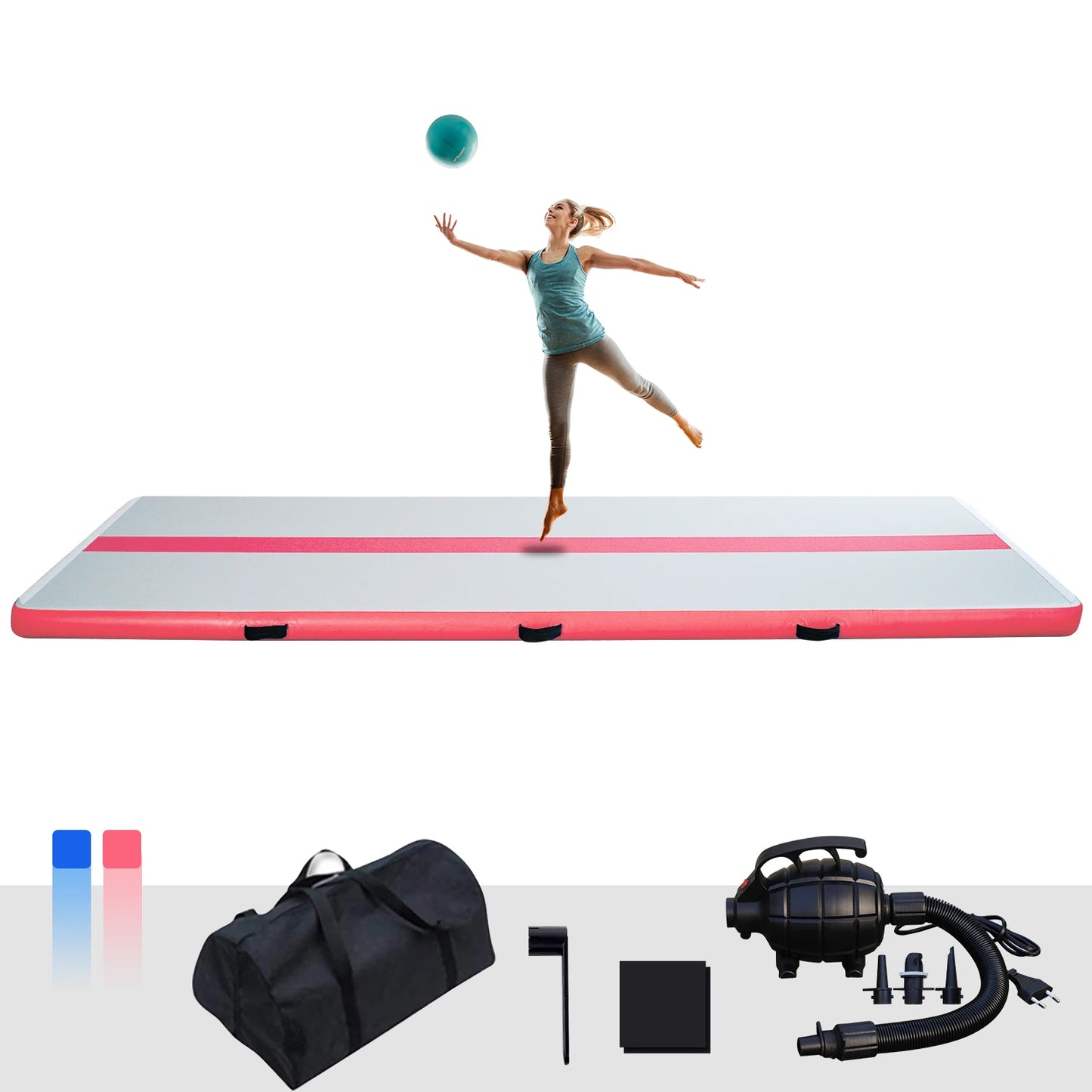 [UK Direct]  10Ft Inflatable Air Gymnastic Mat, 4 Inches Thickness Air Tumble Track with Electric Air Pump,Dubrable Material Air Mat for Home Use/Training/Cheerleading/Yoga/Water