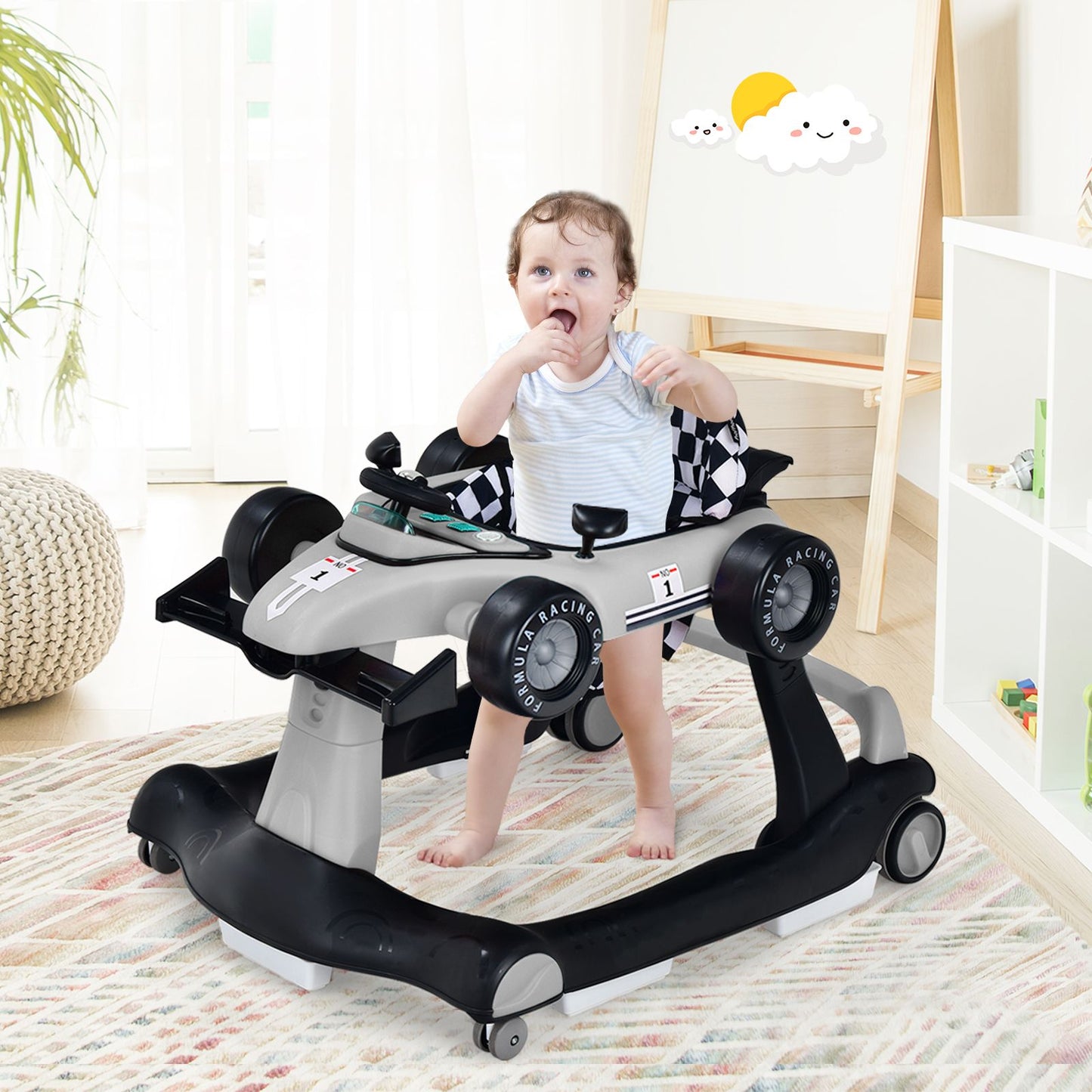 4-in-1 Adjustable Height and Speed Baby Push Walker
