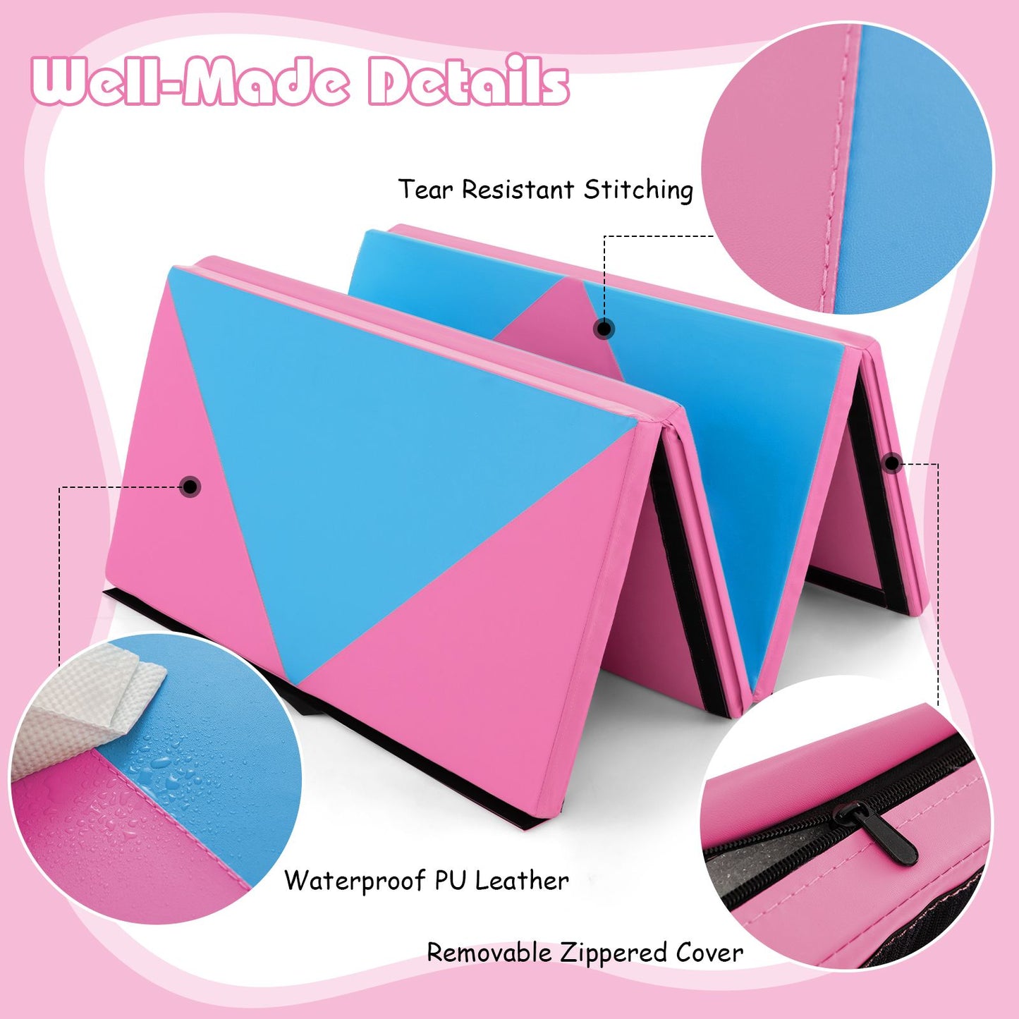 240 cm PU Leather Folding Gymnastics Mat