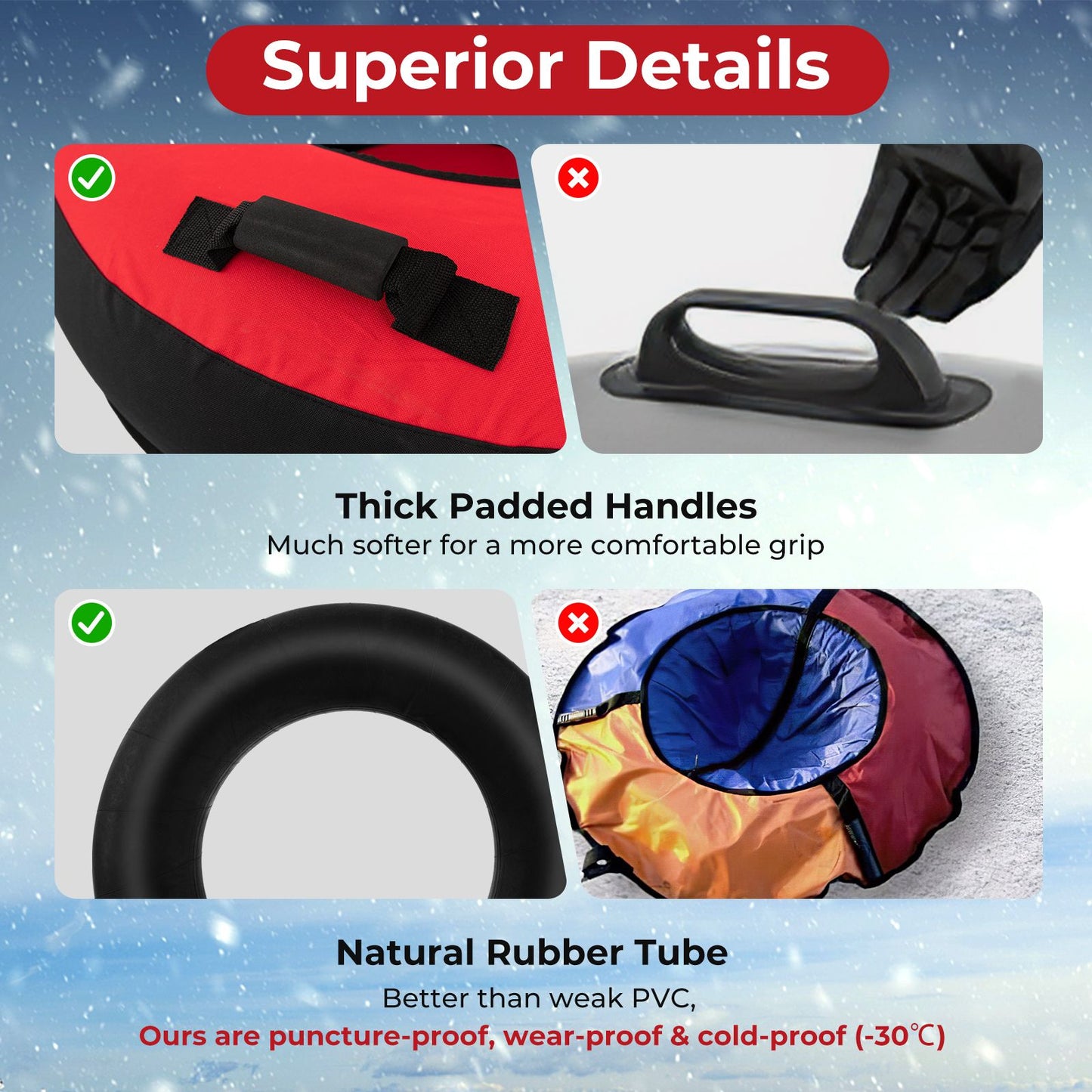 2-Person Inflatable Snow Tube for Adults Kids