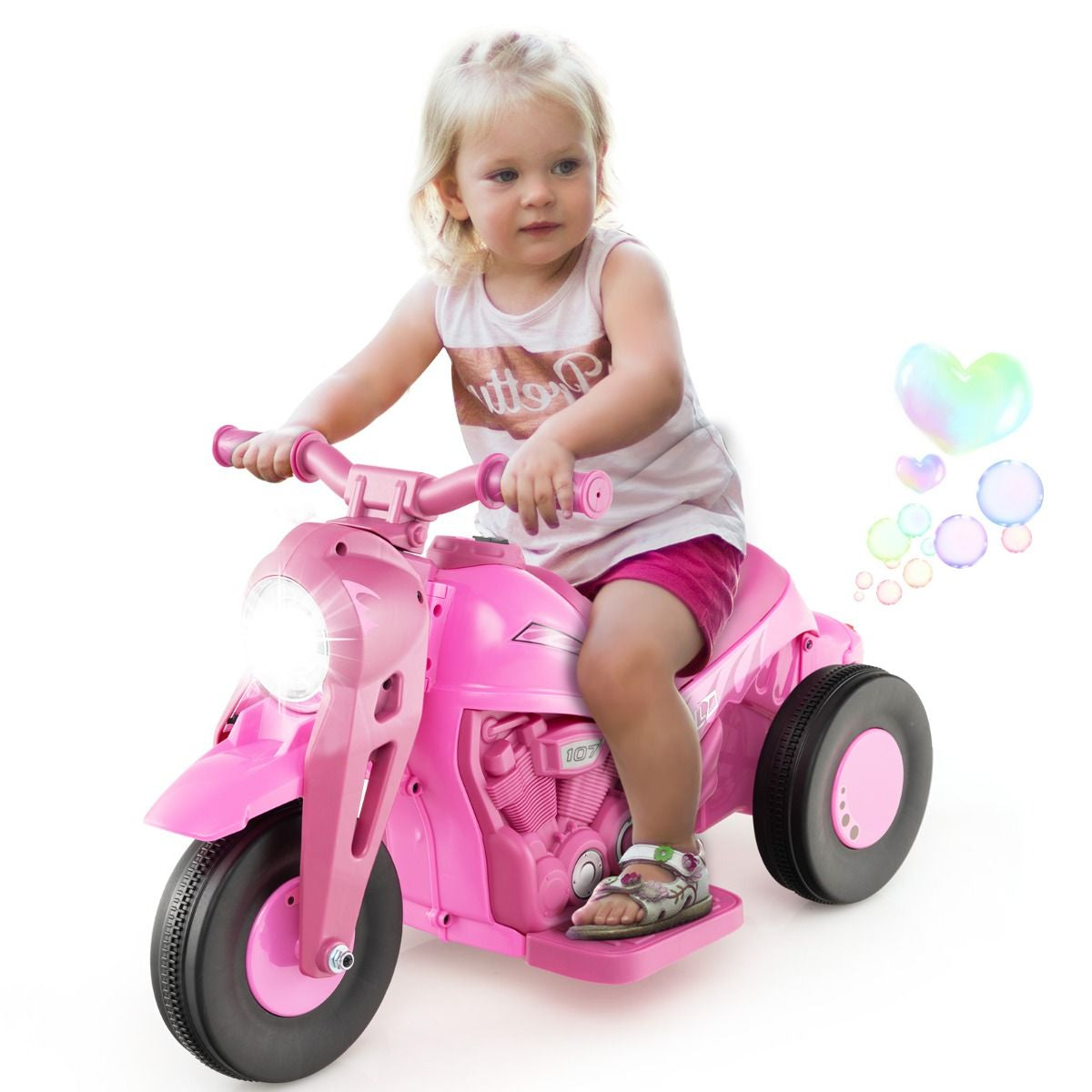 6V Electric Kids Ride-On Motorcycle with Bubble Maker