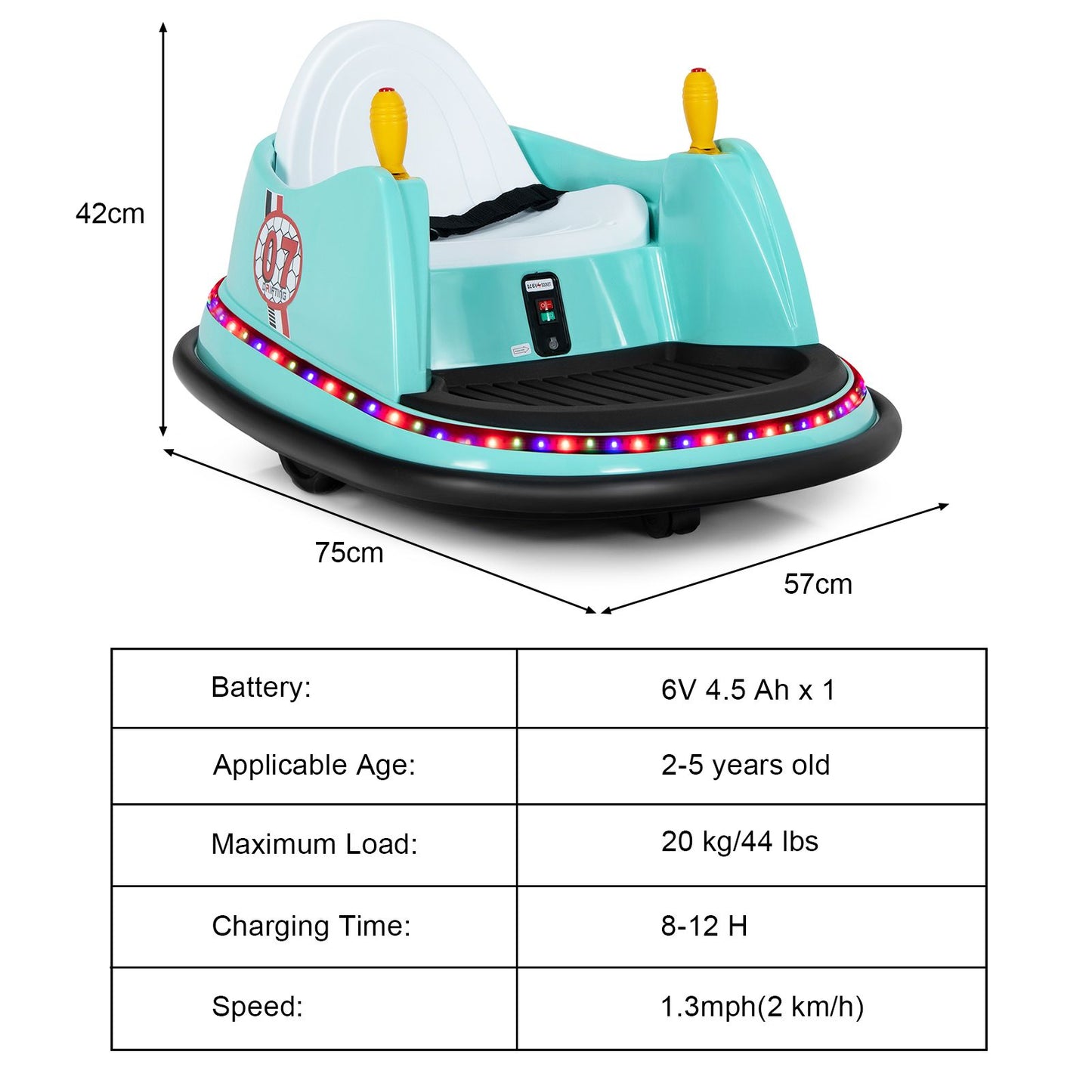 Children's Ride-On Bumper Car with Vibrant Flashing Lights and Music