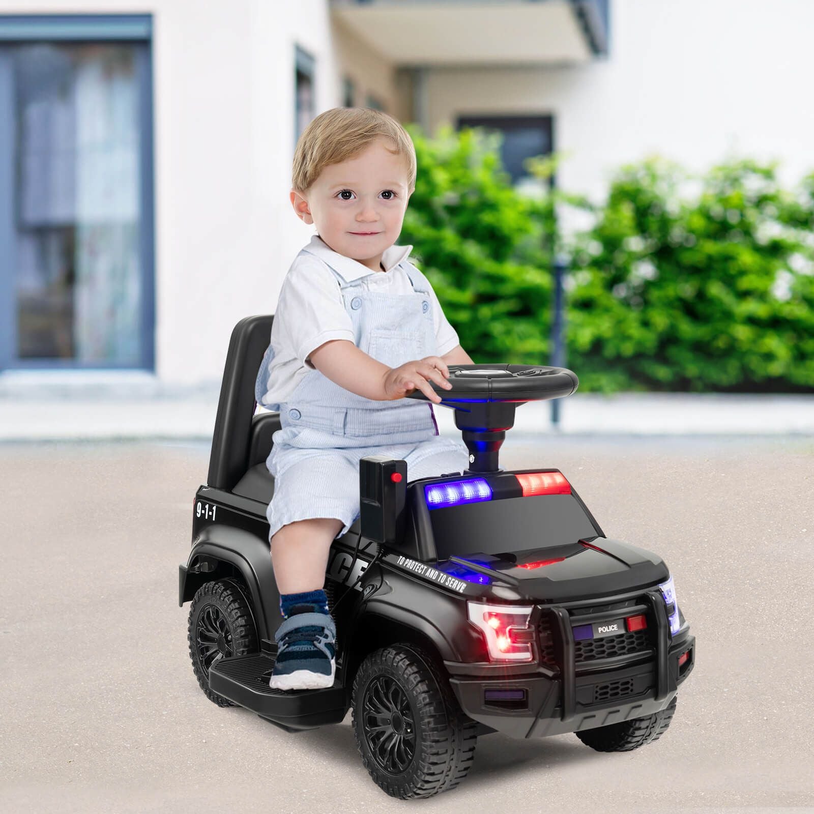 6V Kids Ride-On Police Car with Siren Lights, Megaphone & Hidden Storage | Electric Ride-On Toy for Toddlers