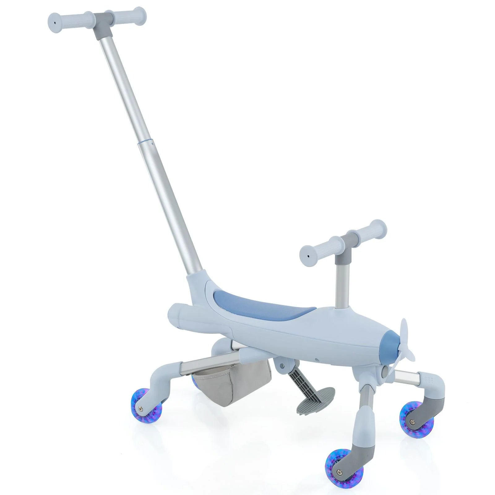 2-in-1 Kids Ride-On Push Car with LED Wheels & Adjustable Handle | Toddler Push Toy Plane for 18–60 Months