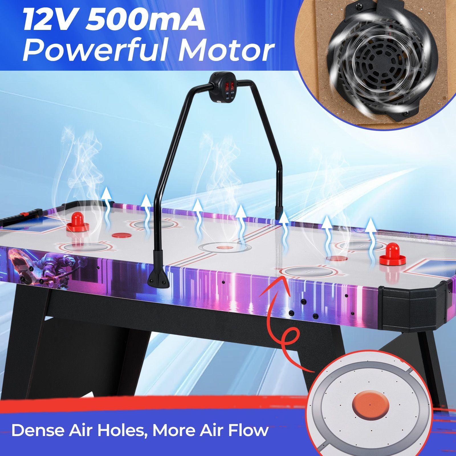 Exciting 144 CM Air Hockey Table with 2 Pucks and 2 Pushers - Perfect for Family Fun and Competitive Play!
