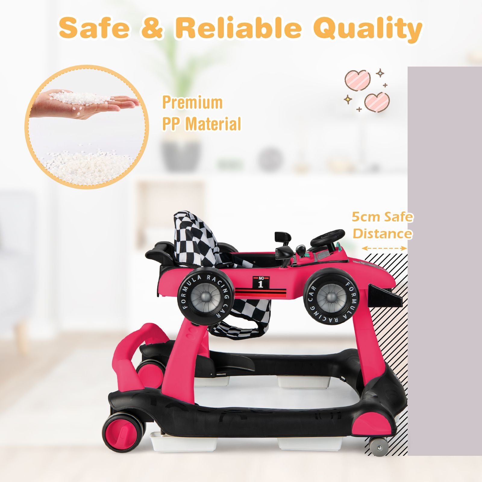 4-in-1 Adjustable Height and Speed Baby Push Walker