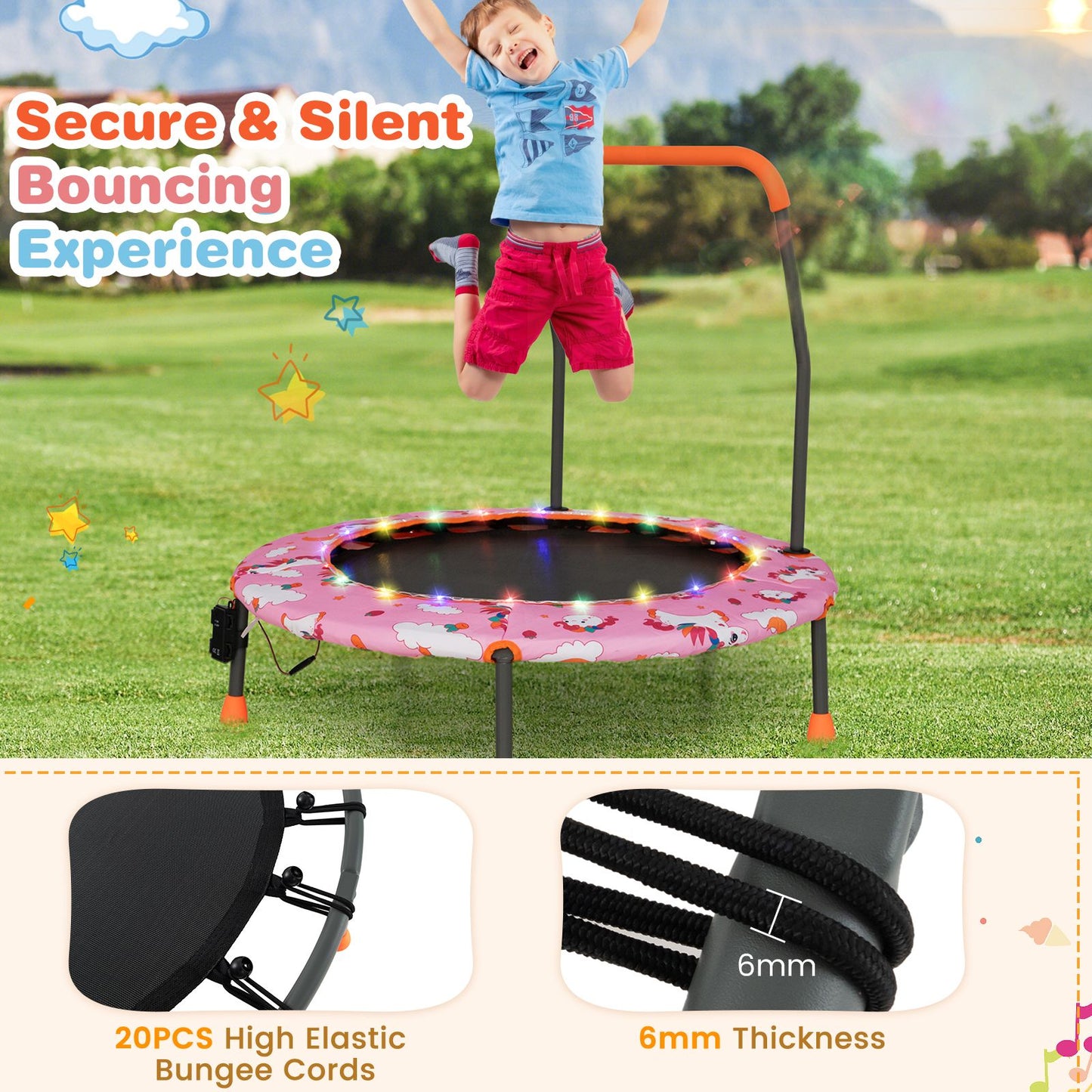 Children's Mini Trampoline with LED Lights and Safety Handle