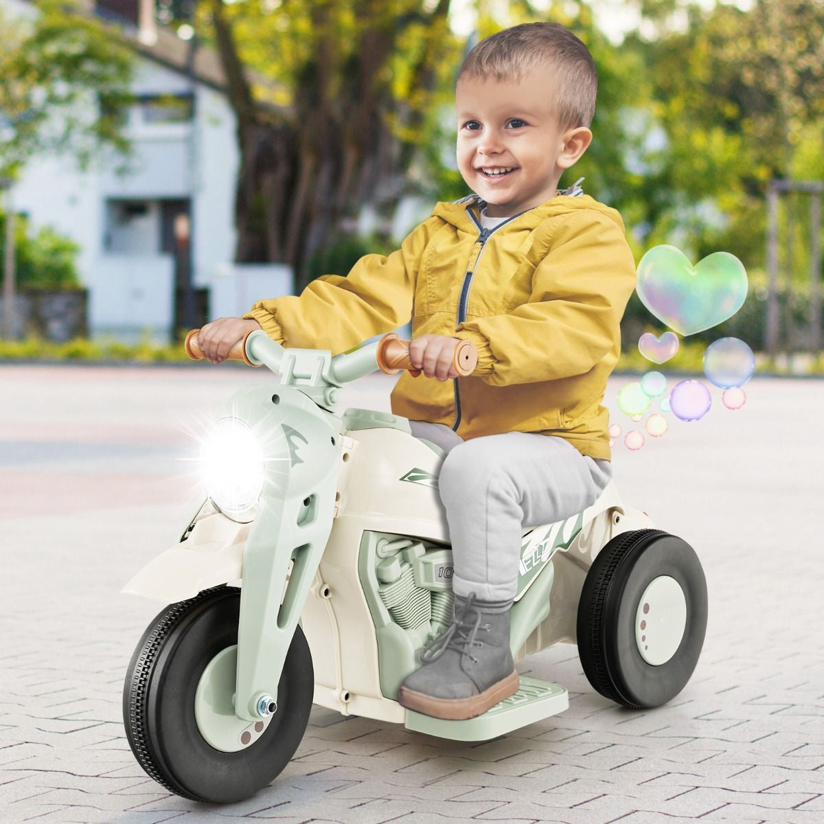 6V Electric Kids Ride-On Motorcycle with Bubble Maker