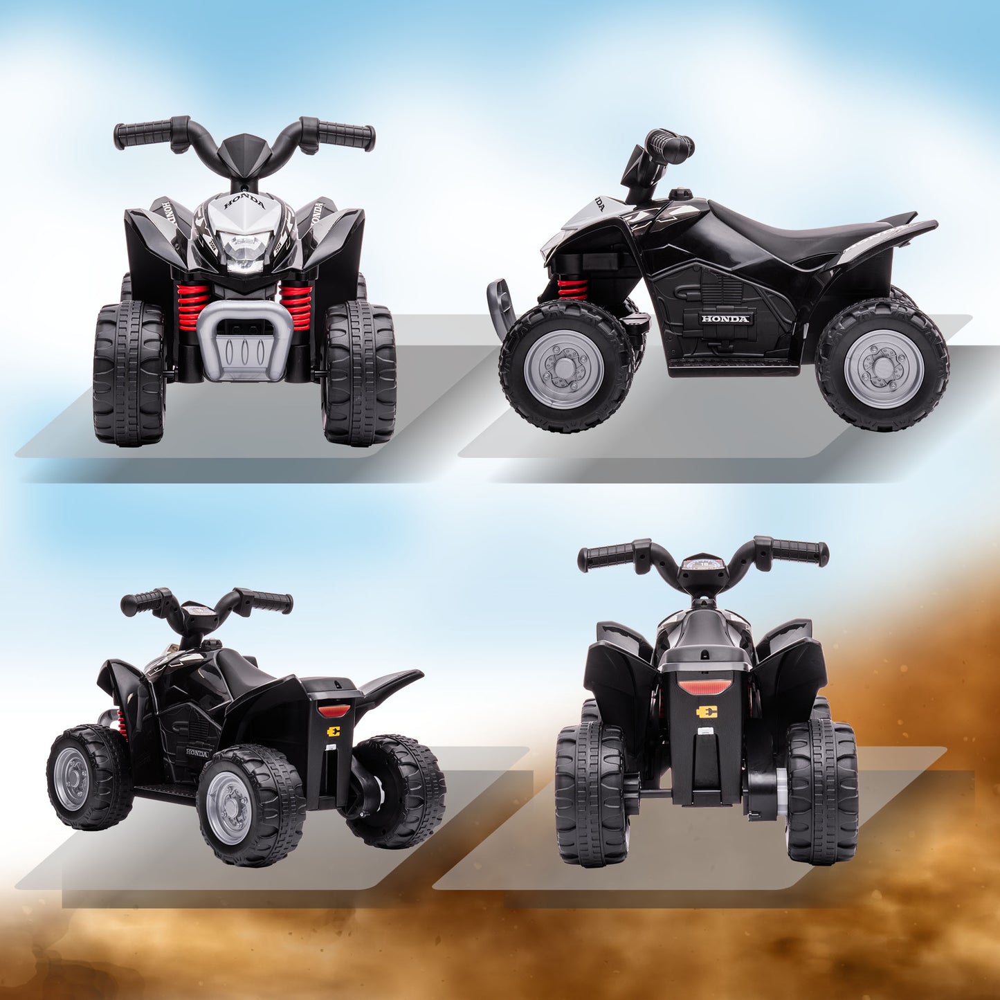 Honda Licensed 6V Kids Electric Quad Bike Ride-On ATV – Black (Ages 1.5-3)
