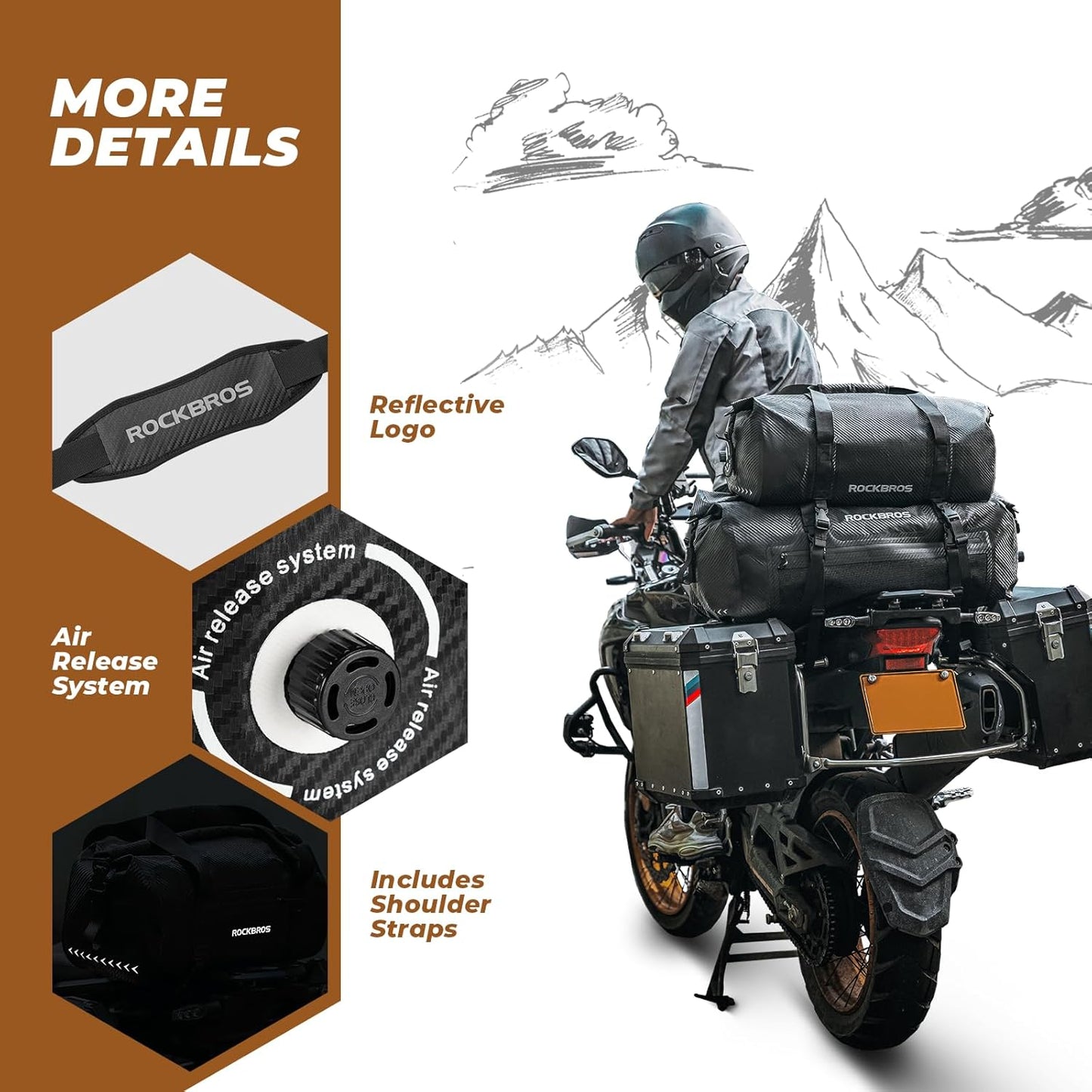 Motorcycle Tail Bag – 100% Waterproof PVC Luggage Bag with Shoulder Strap | Rear Seat, Saddle & Travel Bag for Motorcycling, Cycling & Outdoor Sports (20L / 30L / 40L / 60L)