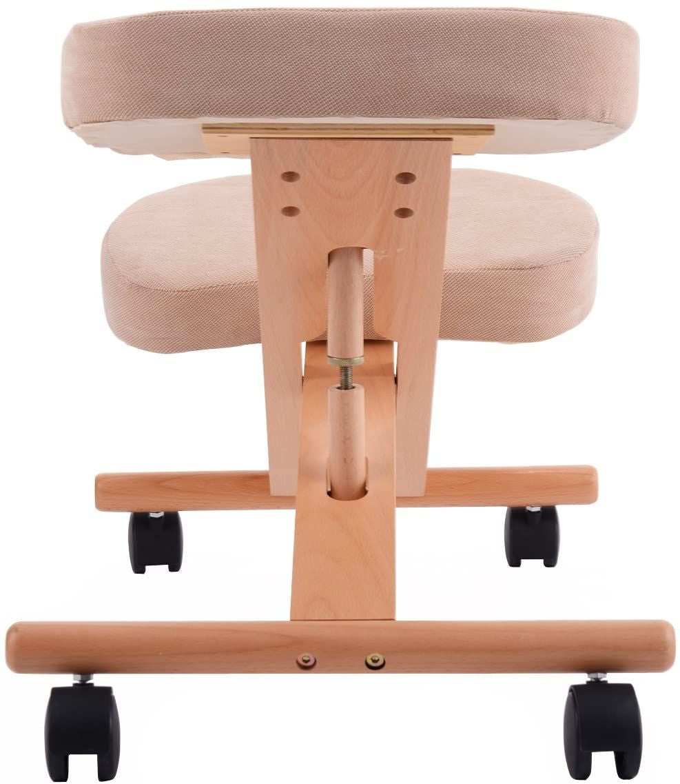 Adjustable Wood Posture Stool for Enhanced Comfort in Gaming and Computer Work