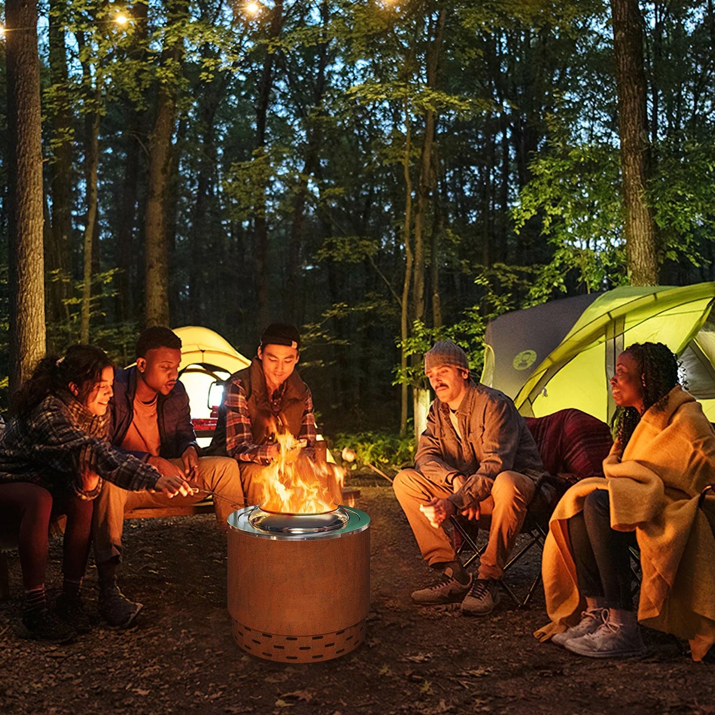 49 cm Smokeless Stainless Steel Fire Pit with Weather-Resistant Steel Exterior