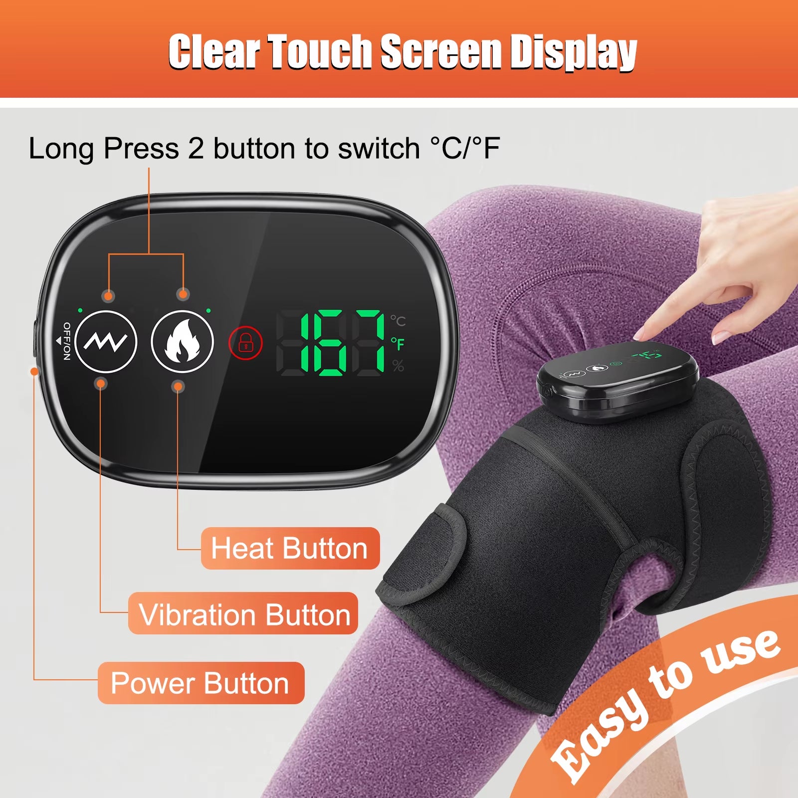 Wireless Electric Knee Brace Vibration Heating Knee Massager Red Light Therapy Hot Compress Knee Pad Shoulder Elbow Pad