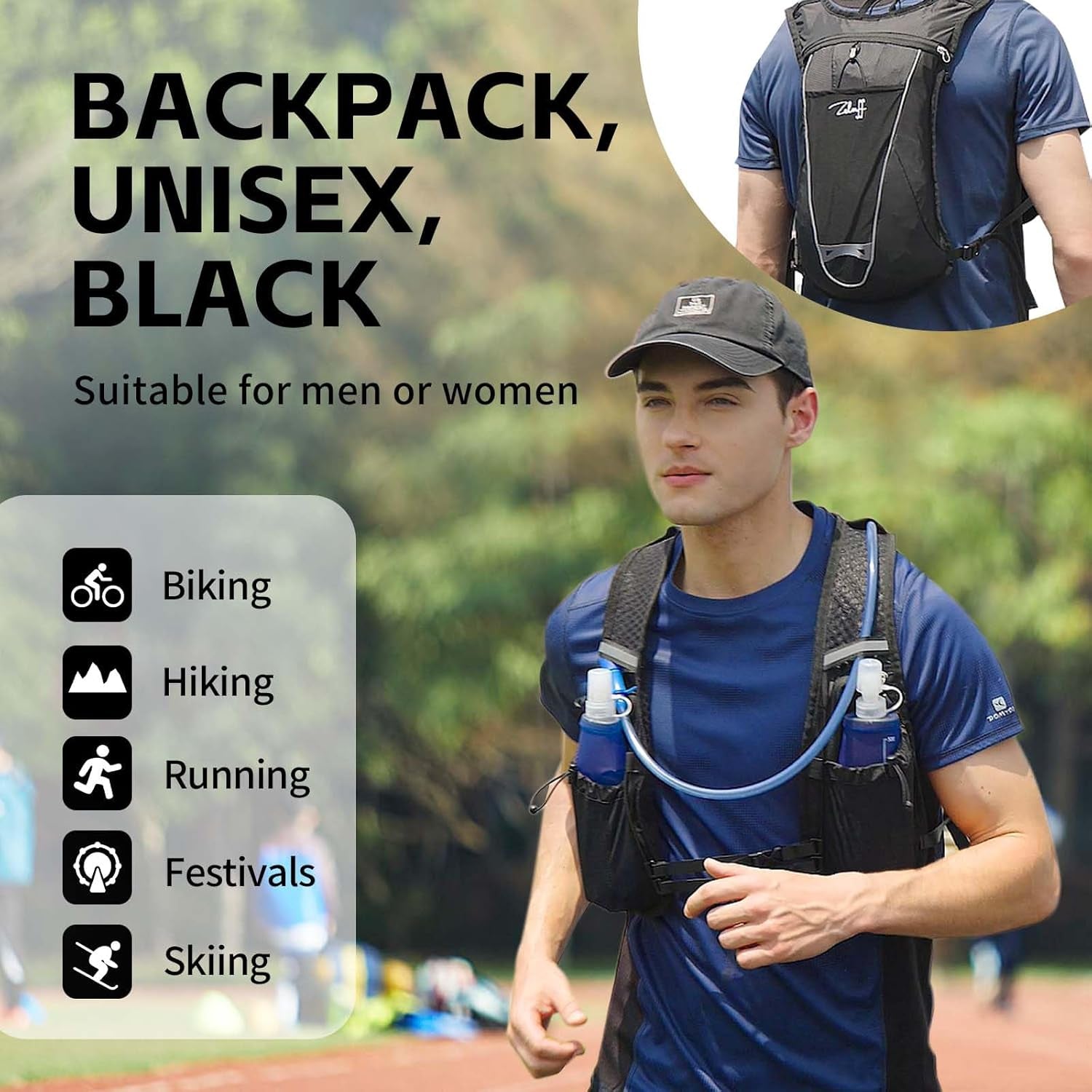 Hydration Backpack with 2L Bladder | Lightweight Running & Cycling Vest for Men & Women | Breathable Marathon, Hiking & Outdoor Sports Pack
