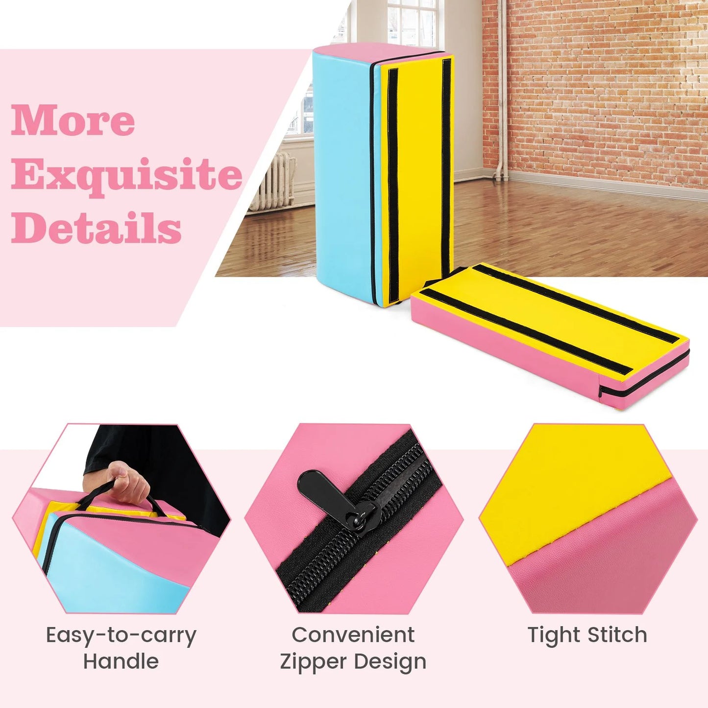 Mailbox Tumbling Mat with Detachable Section & Carry Handle – Gymnastics Trainer for Kids