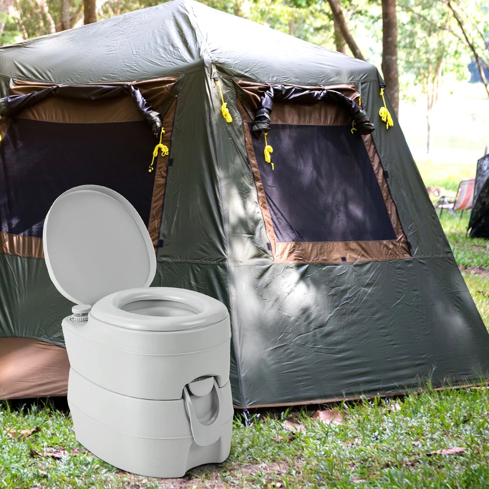 Portable Camping Toilet with 20L Waste Tank & 12L Fresh Water Tank | Odour-Free Flush System