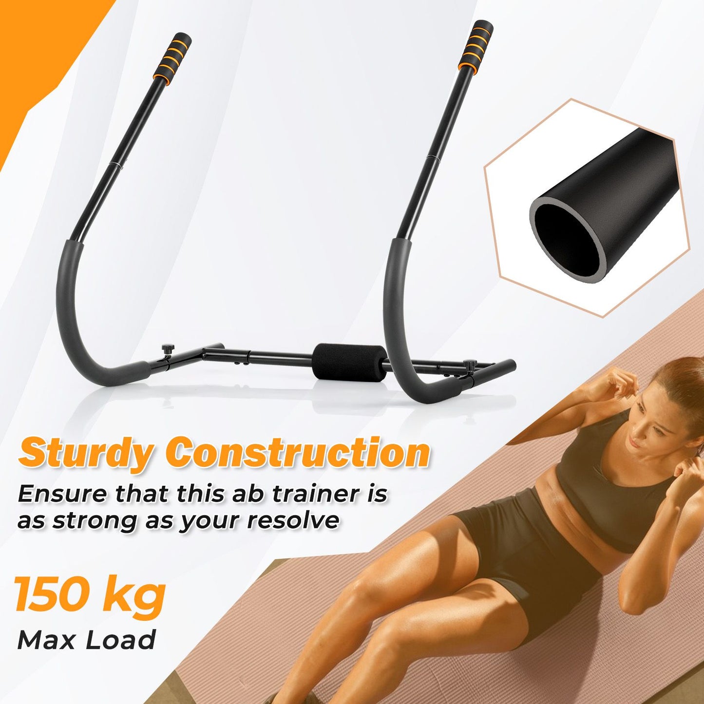 Foldable Ab Trainer with Padded Headrest and Handles for Whole Body Workout