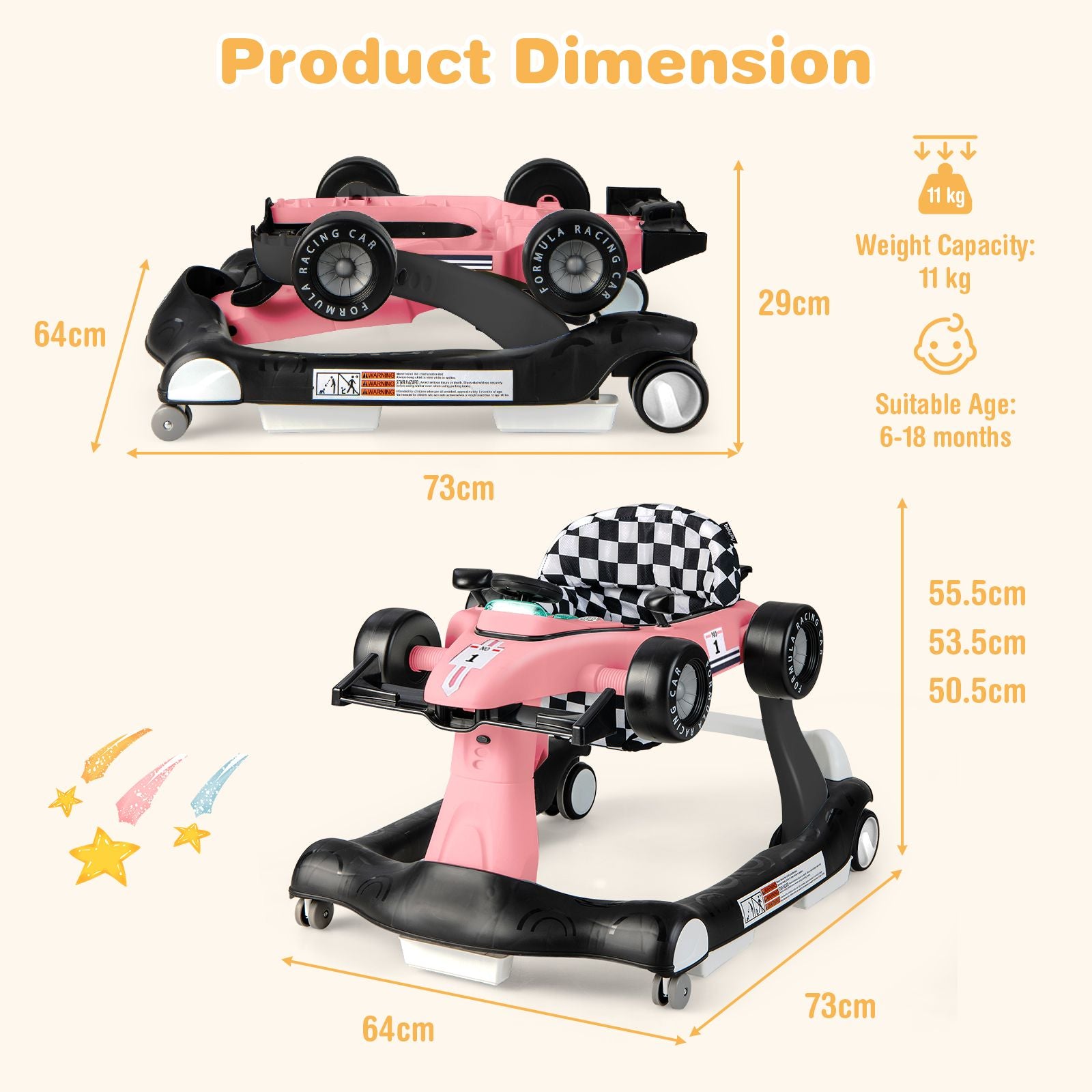 4-in-1 Adjustable Height and Speed Baby Push Walker