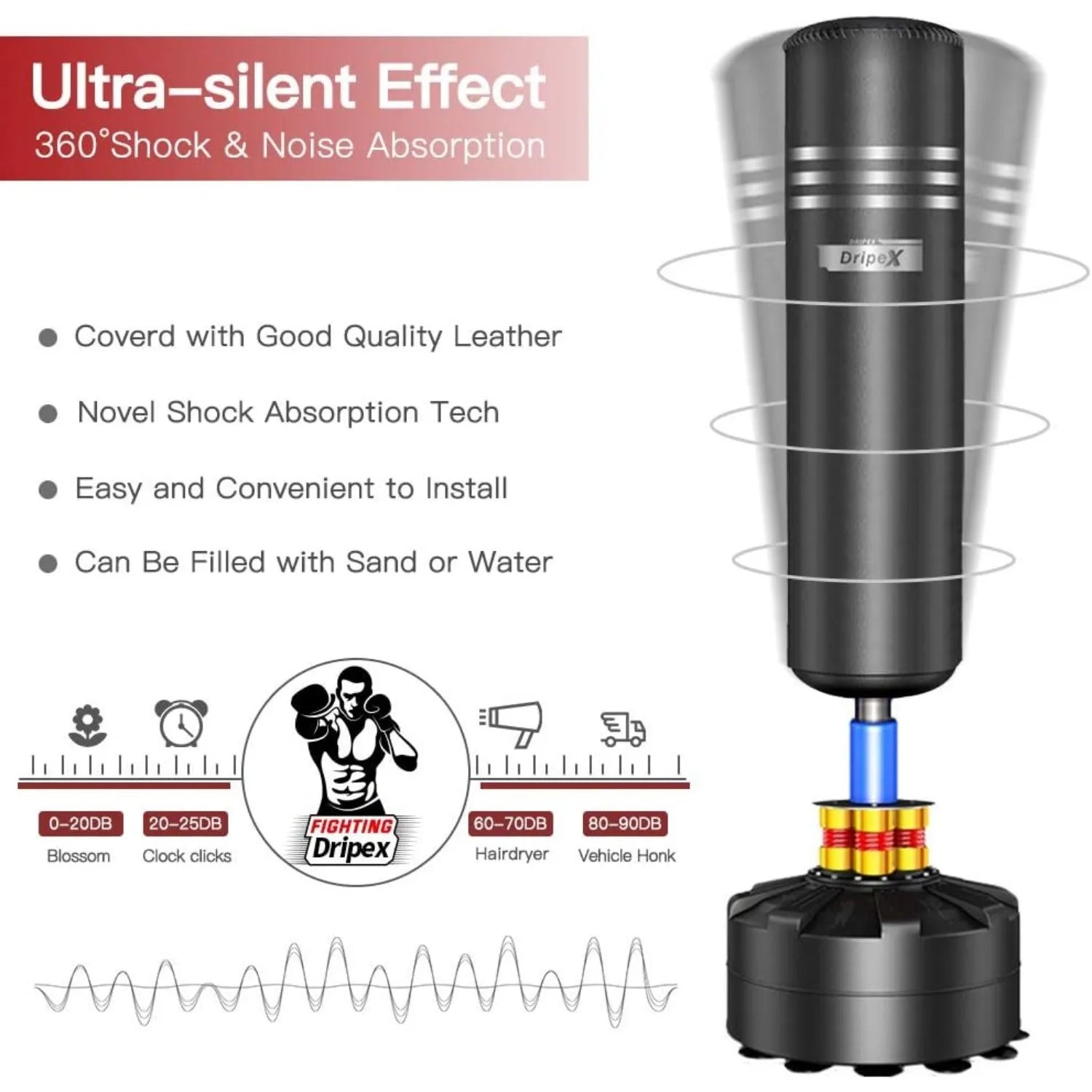 Adult Free Standing Boxing Punch Bag, Heavy Duty Punching Bag Stand with Suction Cup Base - 69''