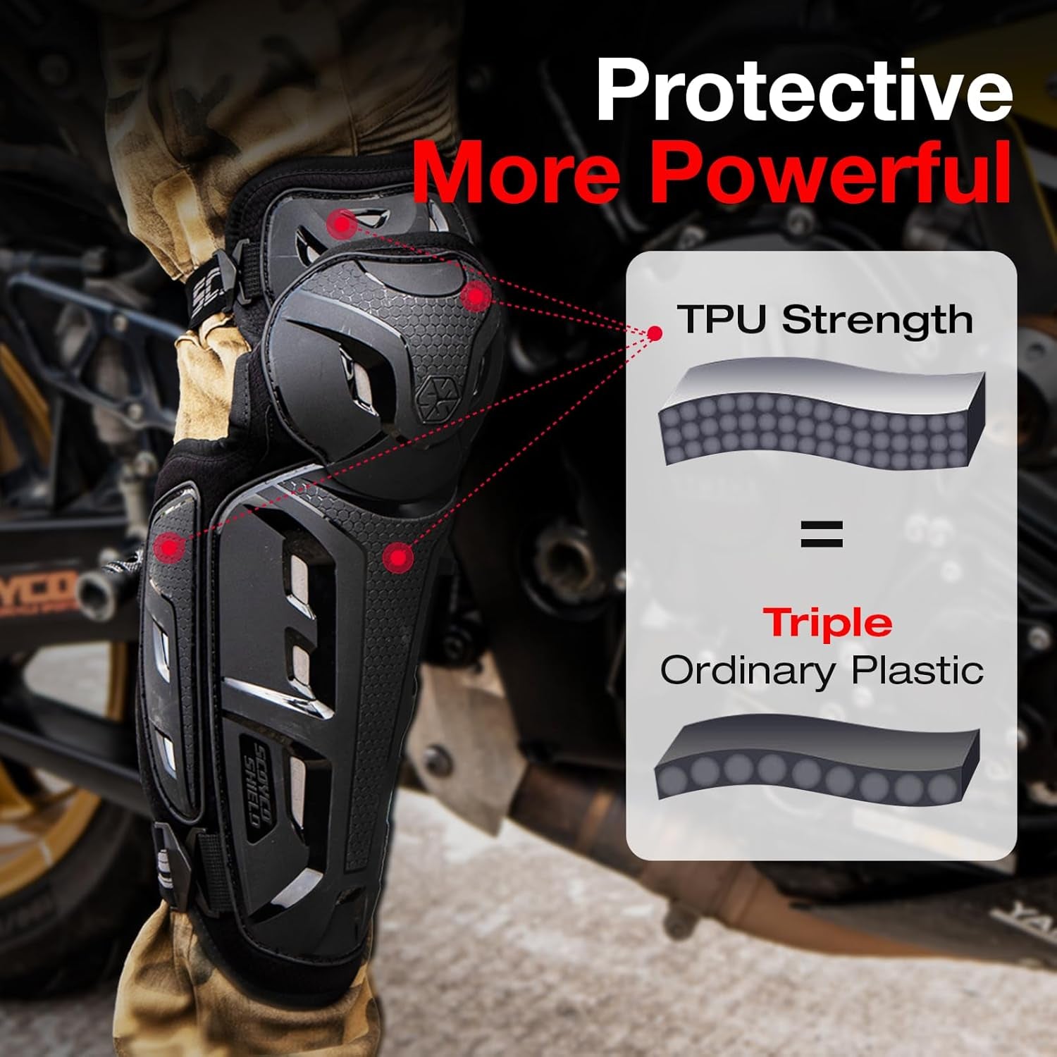 Motorbike Knee Pads CE Level 1 | Anti-Slip Motocross Knee Guards & Adjustable Powersport Armor for Adults