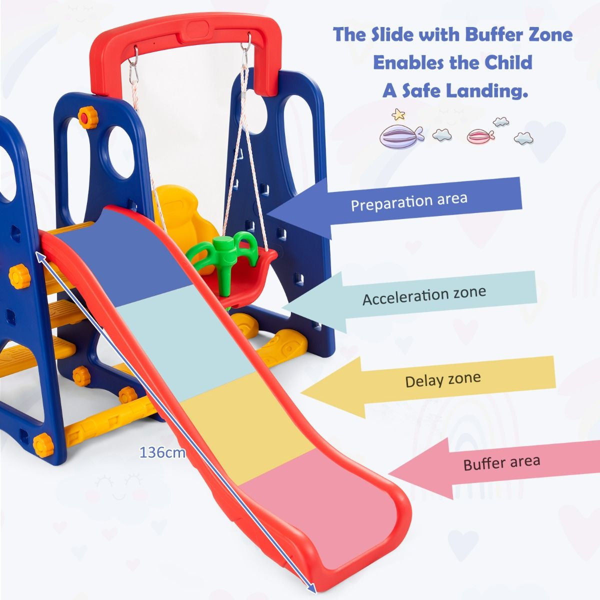 Toddler Slide, Swing, and Basketball Hoop Playset - 3-in-1 Activity Center