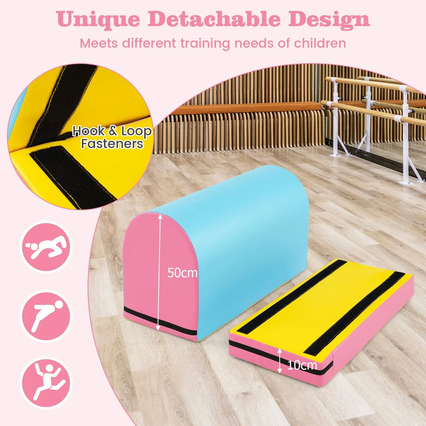Mailbox Tumbling Mat with Detachable Section & Carry Handle – Gymnastics Trainer for Kids