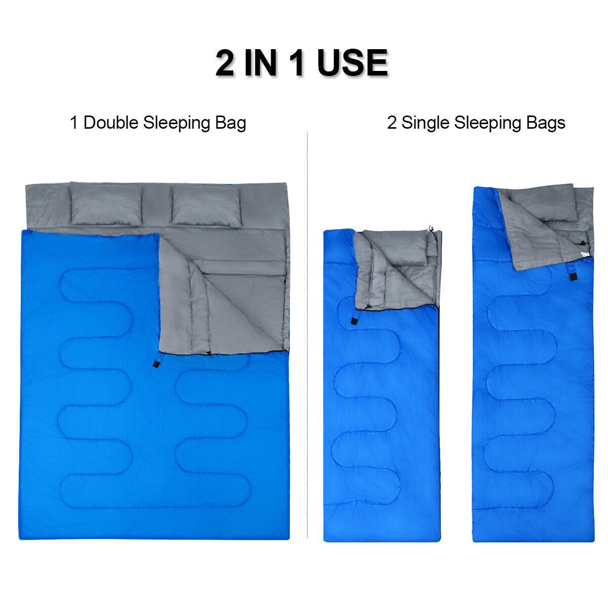 Extra Large Waterproof Double Sleeping Bag with Carrying Bag