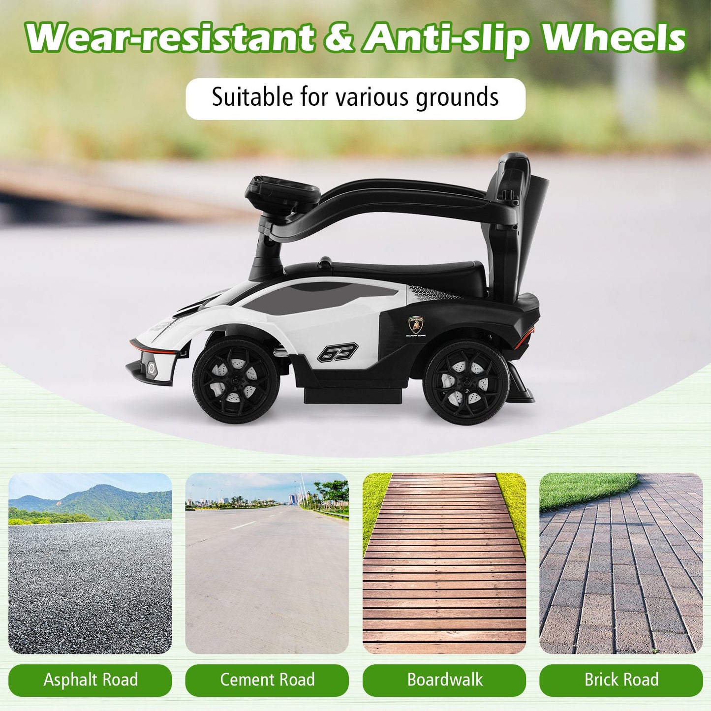 Licensed Lamborghini Ride-On Car for Kids with Push Handle