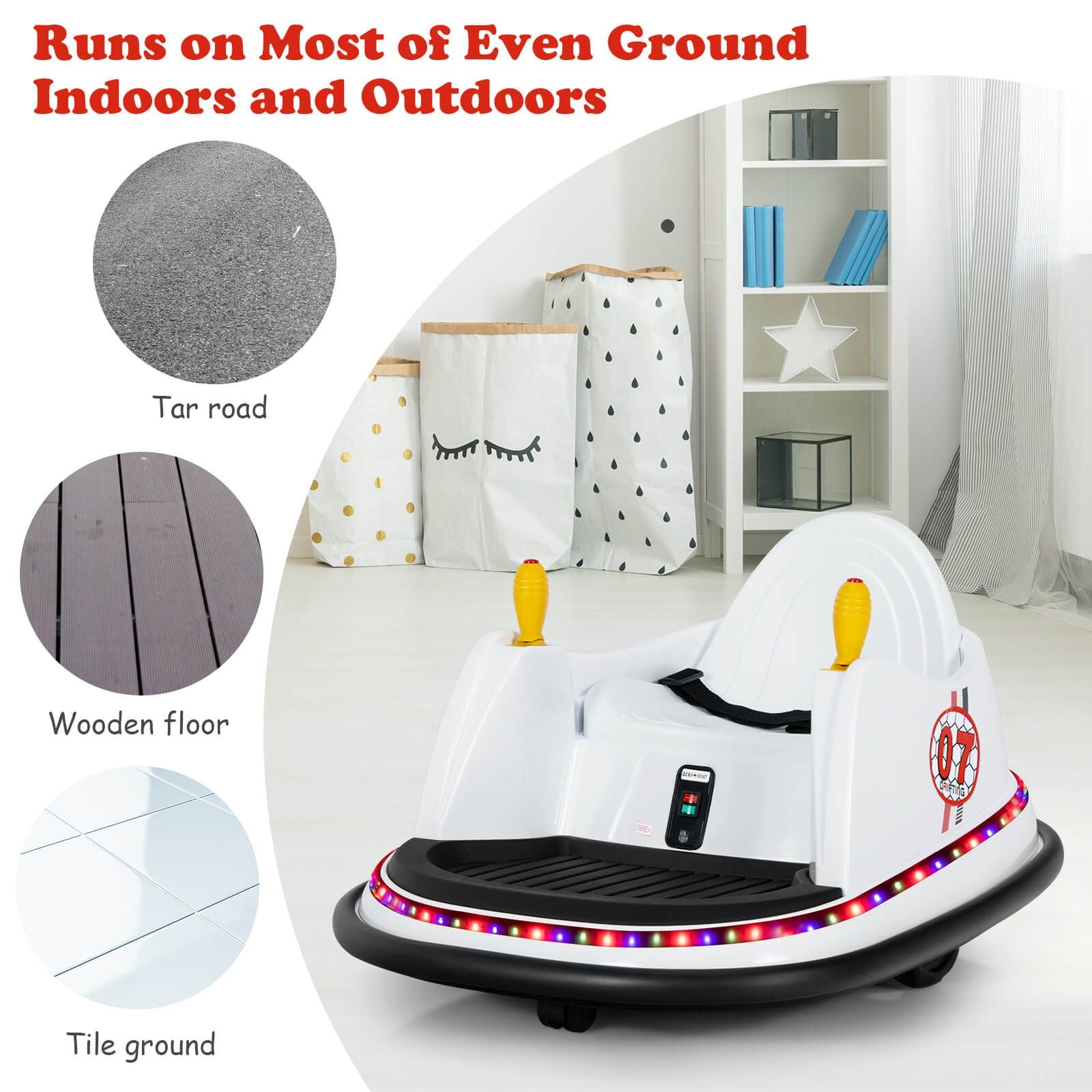 Children's Ride-On Bumper Car with Vibrant Flashing Lights and Music