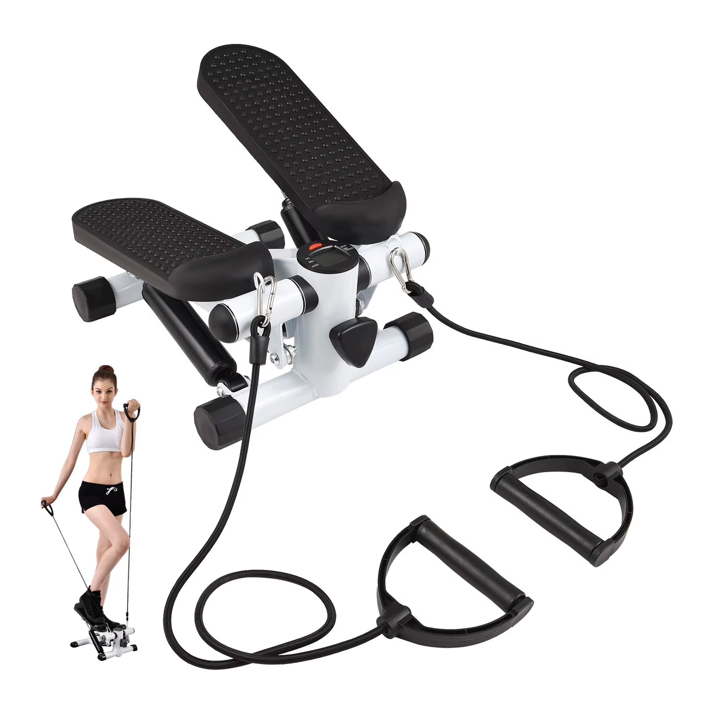 Stepper Exercise Machine 100Kg Stair Stepper Mini Stepper for Exercise at Home with Resistance Bands LCD Display for Fitness