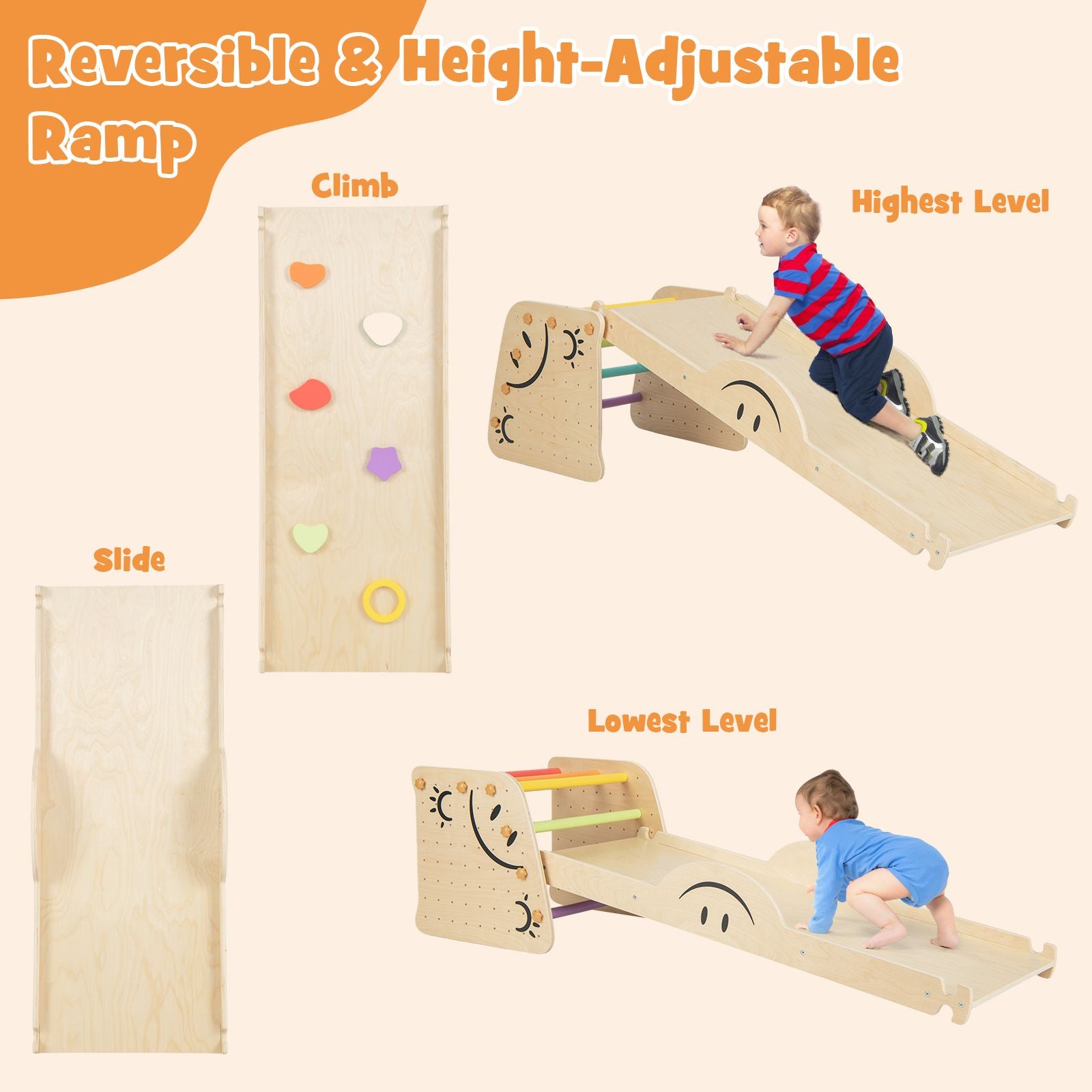 6-in-1 Wooden Indoor Climbing Toy for Kids | Slide, Ramp, Seesaw, Ladder & Convertible Step Stool