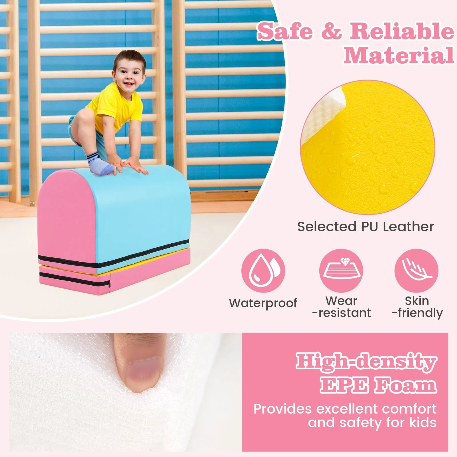 Mailbox Tumbling Mat with Detachable Section & Carry Handle – Gymnastics Trainer for Kids