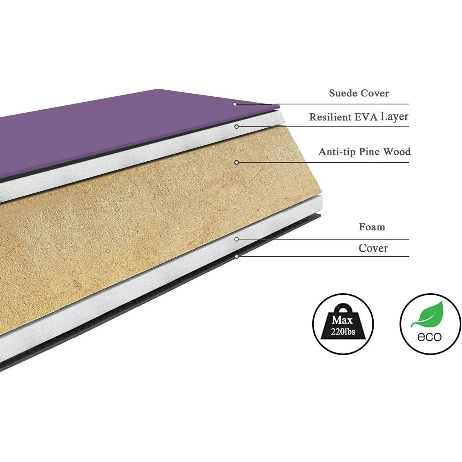 Folding Gymnastics Balance Beam 7FT Kids Training Beam Faux Suede for Home Gym Exercise