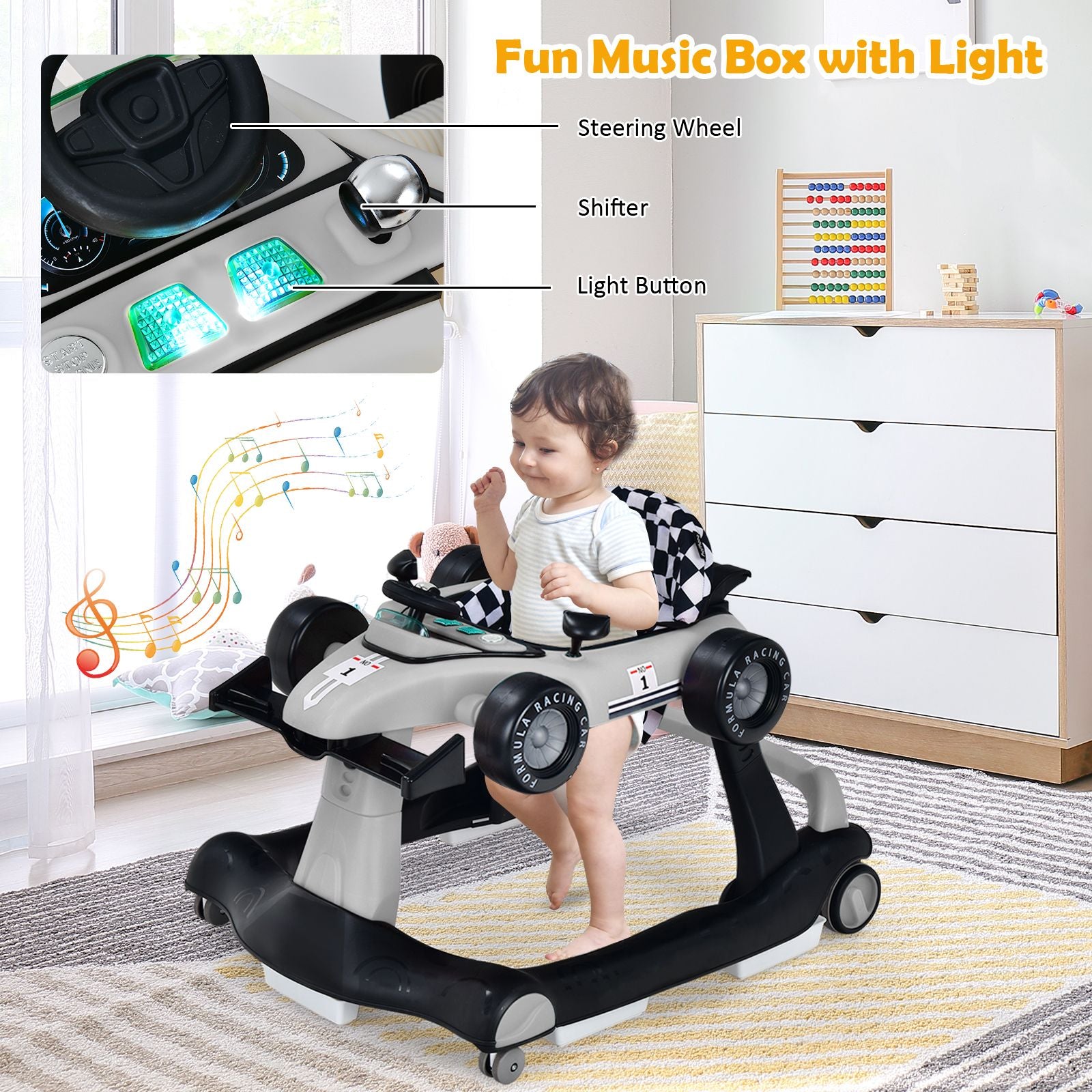 4-in-1 Adjustable Height and Speed Baby Push Walker