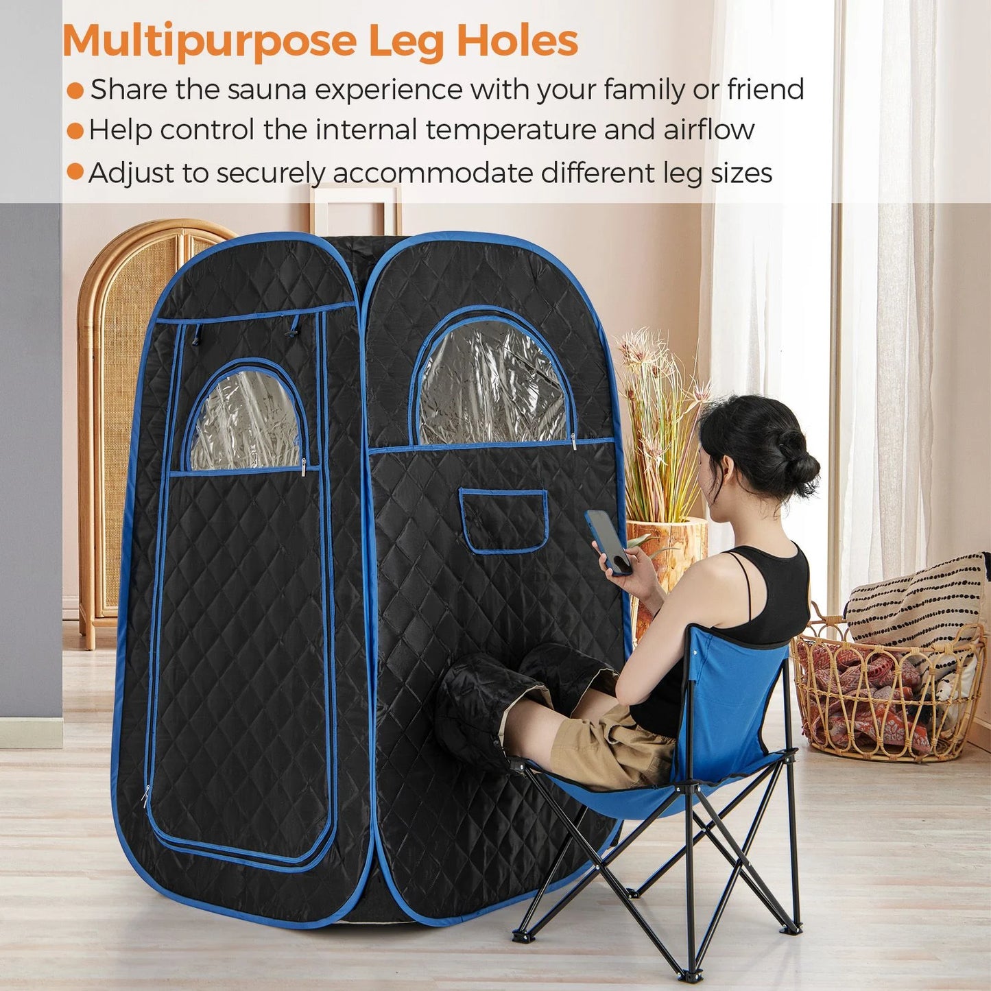 Portable Steam Sauna Tent with 1000W Steam Generator and Chair, 3L Capacity