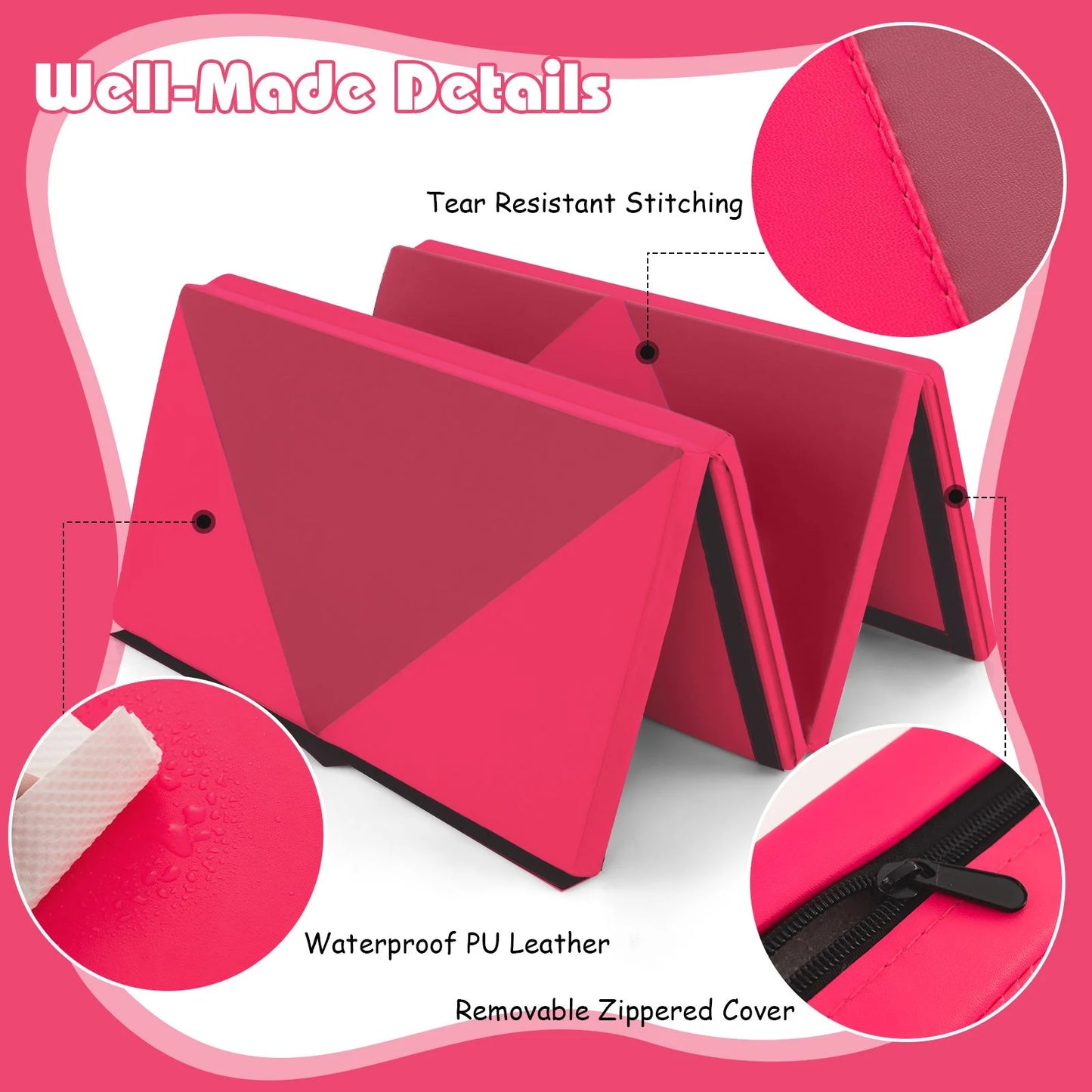 240 cm PU Leather Folding Gymnastics Mat
