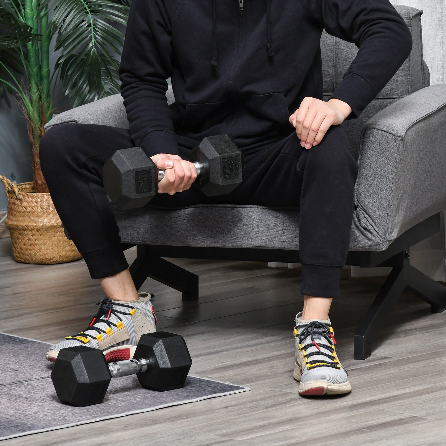 Hexagonal Dumbbell Set - 2x10kg for Home Gym | Durable & Safe Weight Lifting - All Round Fitness