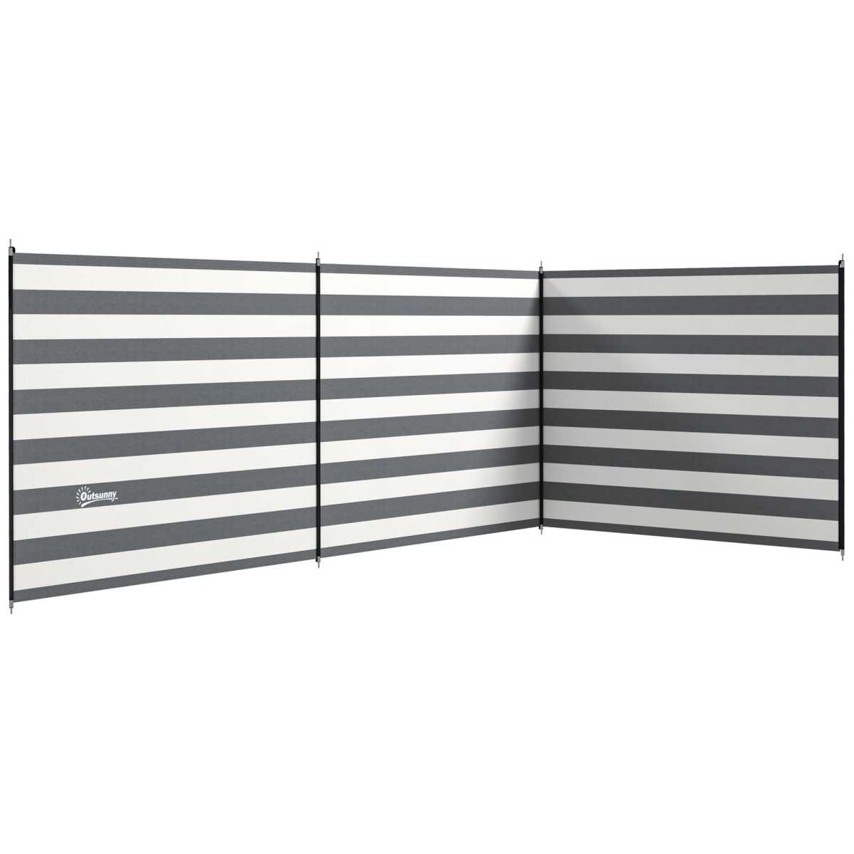 Outsunny Portable Camping Windbreak – 3 Panel Wind Blocker & Privacy Screen, 540cm x 150cm, Grey/White