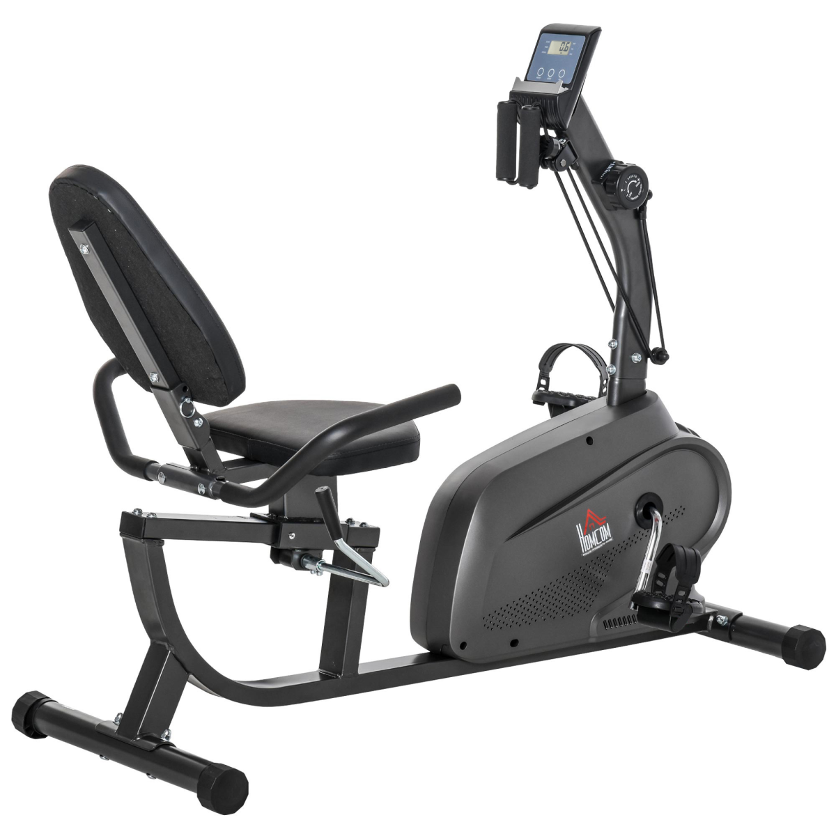 Compact HOMCOM Stationary Bike: LCD Monitor, Adjustable Seat & 8 Resistance Levels - All Round Fitness