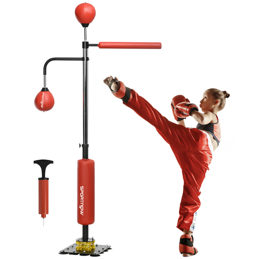 SPORTNOW Freestanding Punching Bag with Reflex Bar & Dual Speed Balls – Adjustable Height - All Round Fitness