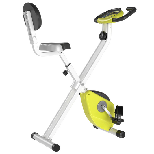 Foldable Magnetic Exercise Bike with 8 Resistance Levels, LCD Monitor & Adjustable Seat – Yellow - All Round Fitness