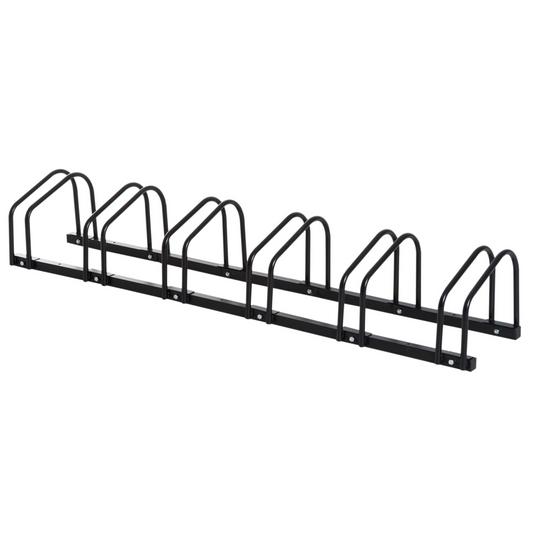 Secure 6-Bike Storage Rack - Heavy-Duty Locking Floor & Wall Mount - Black - All Round Fitness