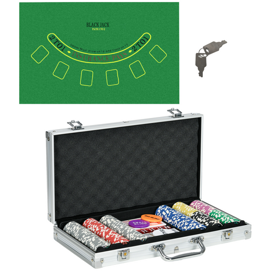 SPORTNOW 300-Piece Poker Chips Set with Mat, Aluminium Case & Two Decks of Cards